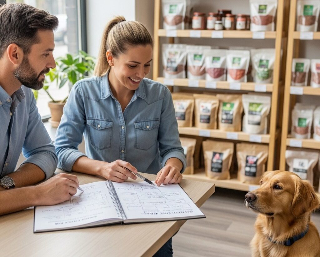 Dog owner getting personalized raw feeding guidance for their dog’s nutrition plan