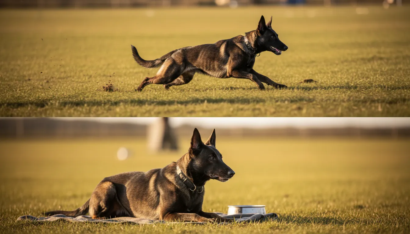 Working dog training and recovering with proper nutrition for stamina and endurance